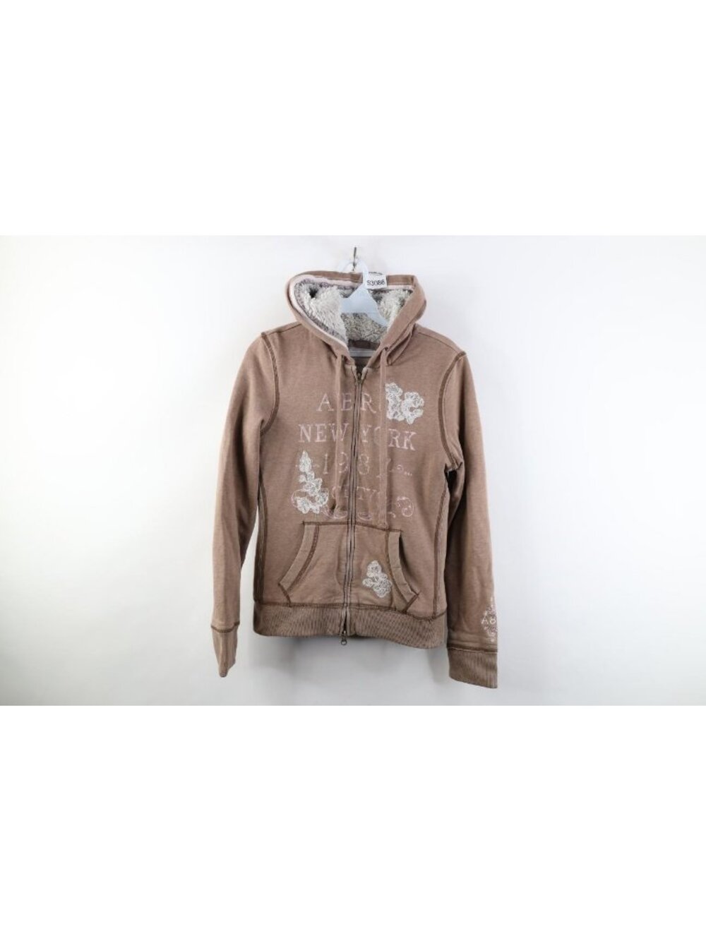 Vtg 90s Y2K Aeropostale Womens M Babydoll Sherpa Fleece Lined Full Zip Hoodie